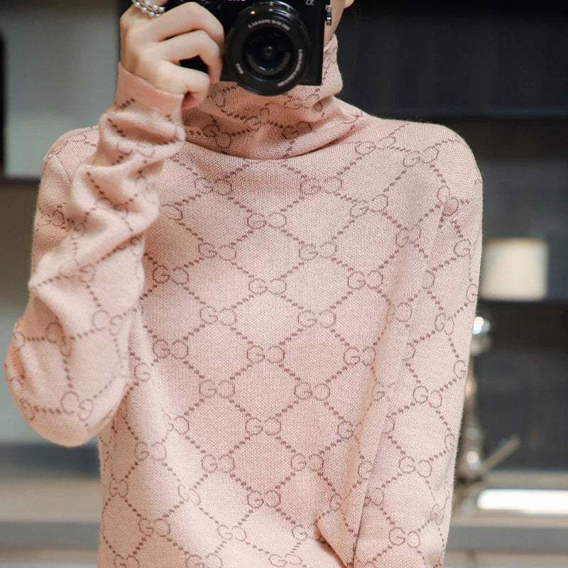 Women's 100% Pure Wool Pullover Sweater Autumn
