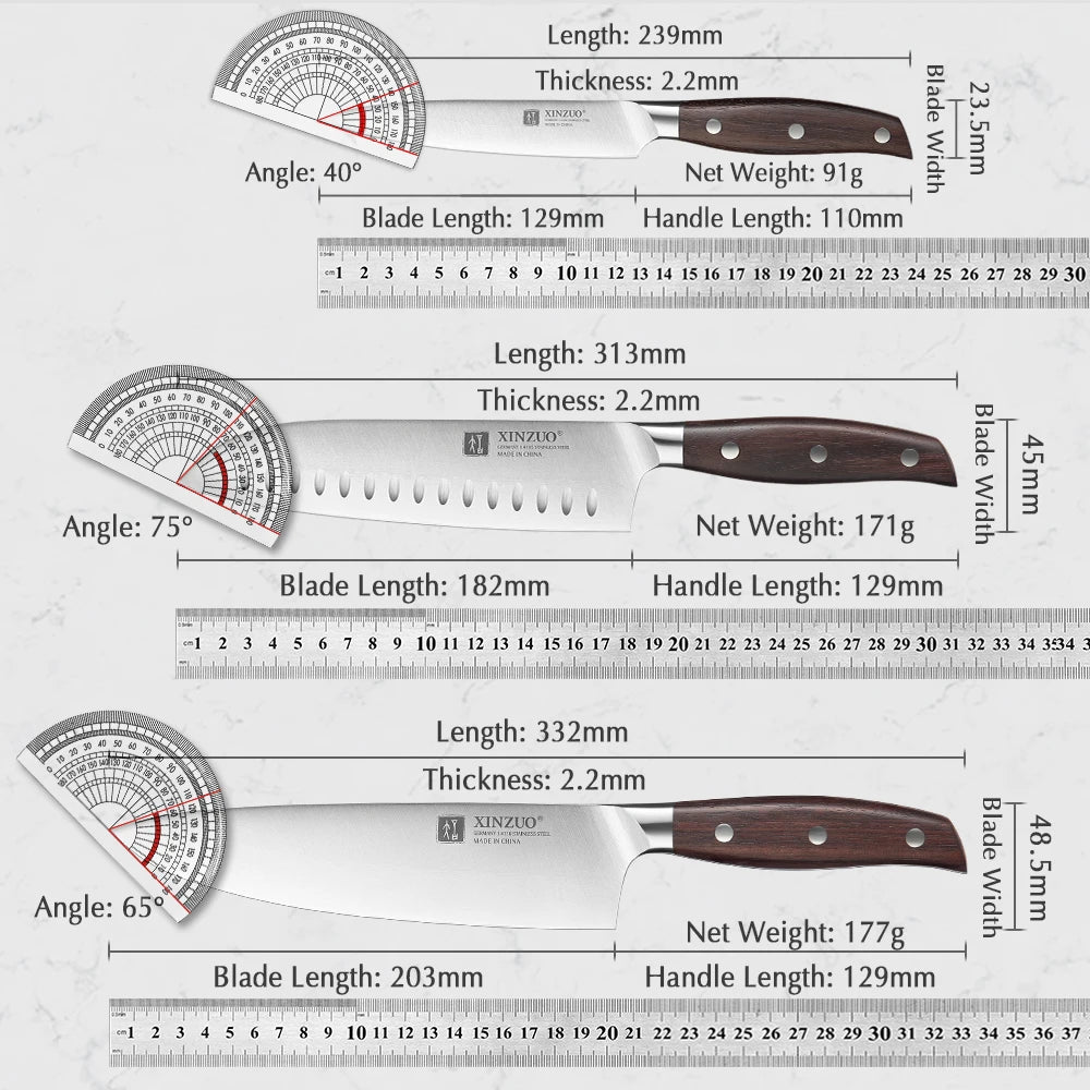 Utility Cleaver Chef Knife Germany 1.4116 Stainless Steel 1PCS 5PCS Kitchen Knife Sets