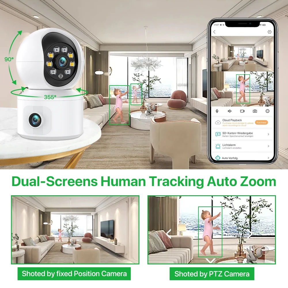 Camera Dual Screen Baby Monitor Home Secuiry Camera Ai Human Detection