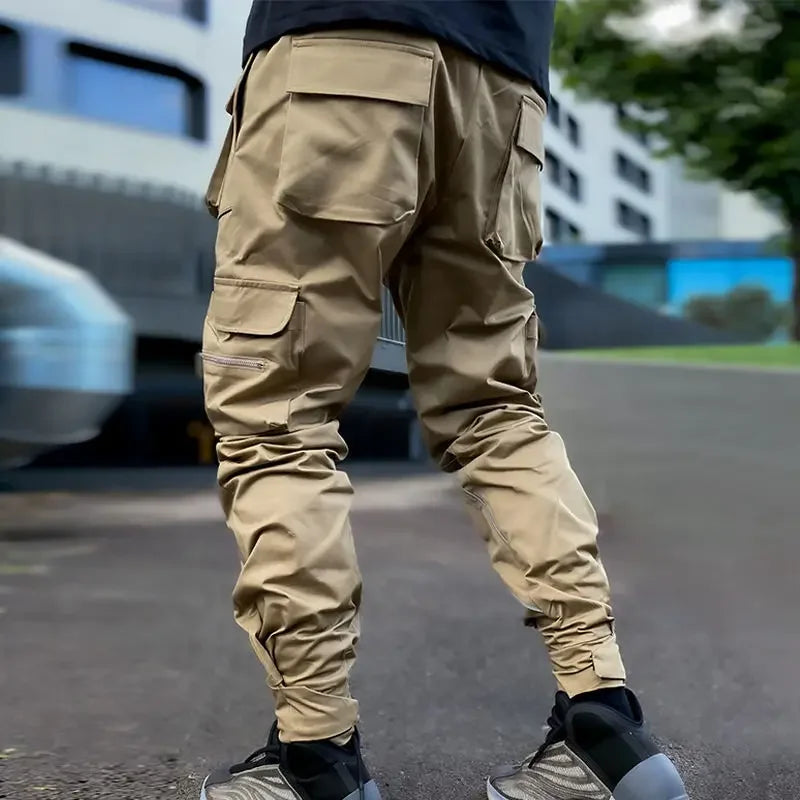 Multi Pocket White Male Trousers Multipockets Sports Joggers