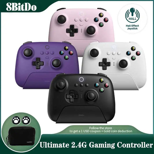 8BitDo Ultimate Wireless 2.4G Gaming Controller with Charging Dock, Hall Joystick Gamepad for PC, Windows 10, 11, Steam, Android