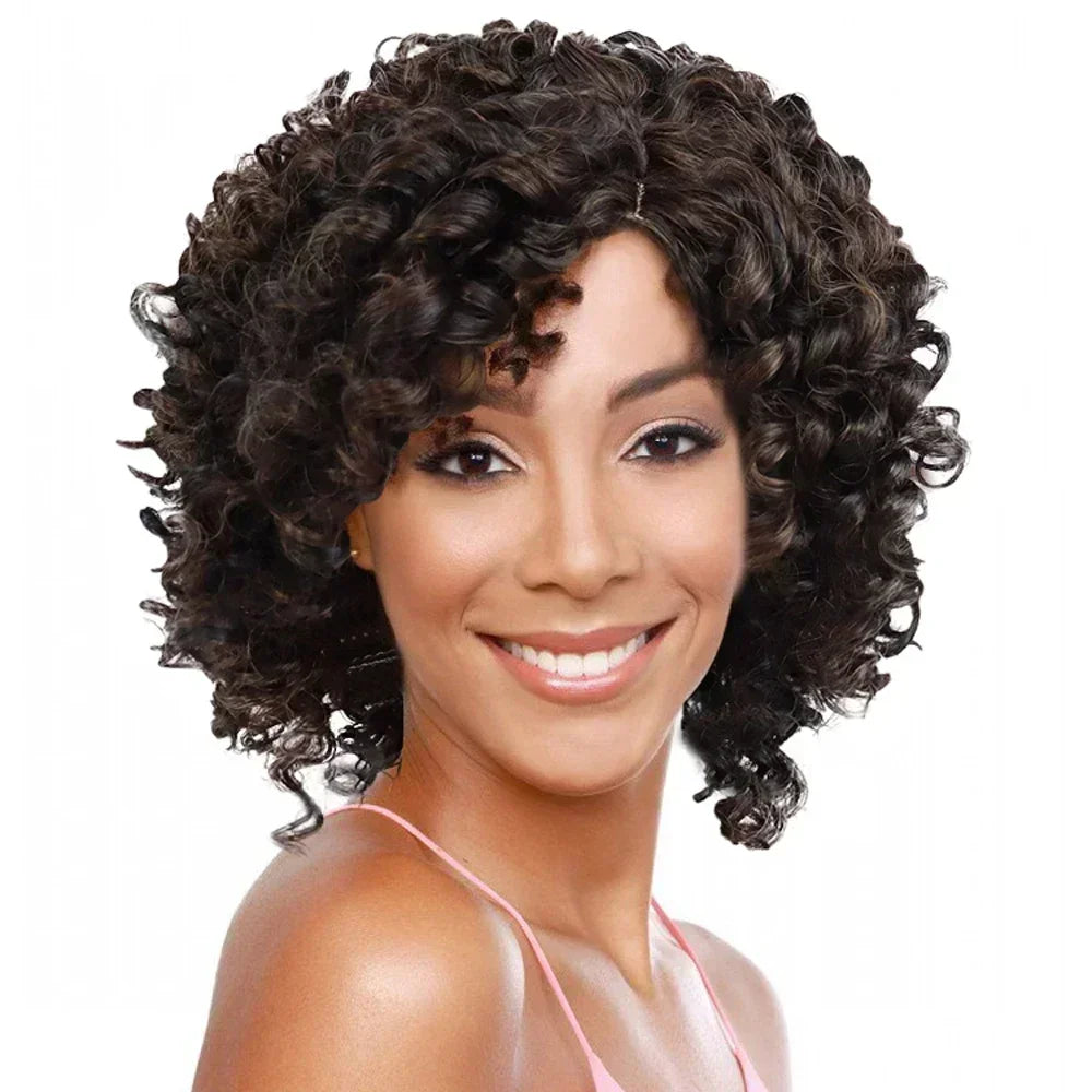 GNIMEGIL Synthetic Curly Wigs for Women Short Afro Wig Natural