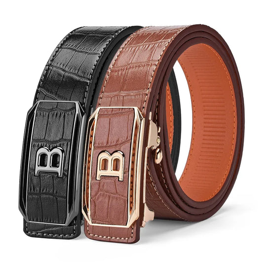Belt for men Automatic genuine leather Belts man Luxury designer fashion Black Brown Golf work Trouser Belt male Gift