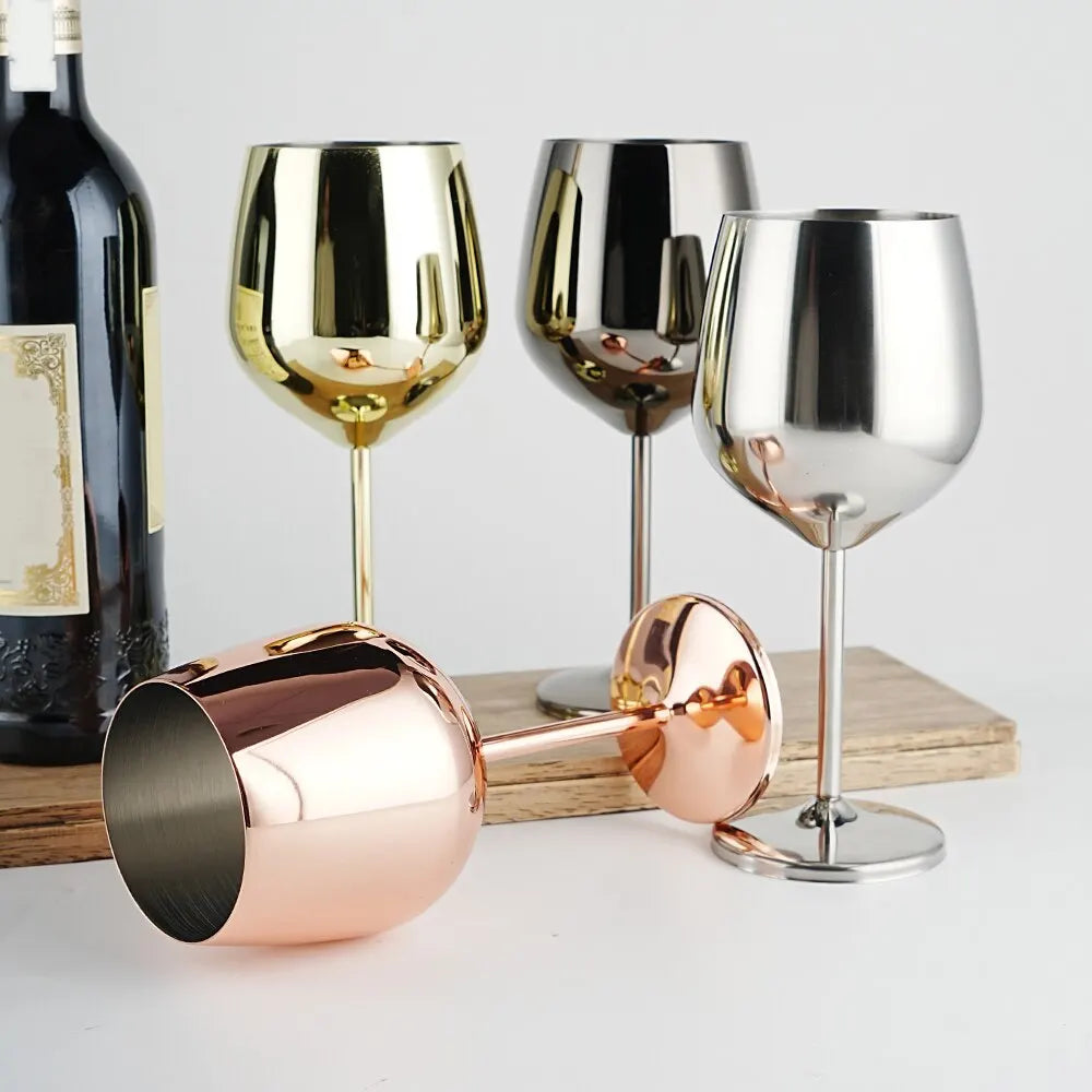 Stainless Steel Wine Glasses Unbreakable Metal Cocktail Glasses , 500 Ml, for Drinking Cocktails and Wine at Bar and Home