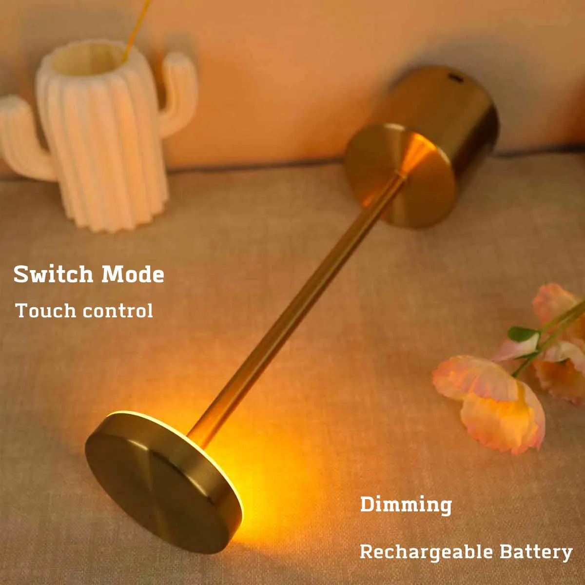 Simple LED Rechargeable Touch Metal Table Lamp Three Colors